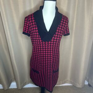 Style & Co. Red and Black Houndstooth Mini Dress